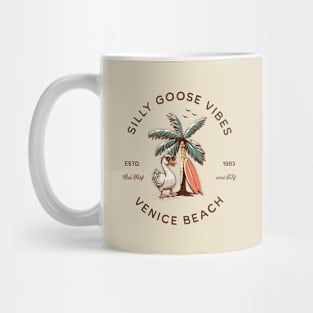 Silly Goose Vibes - Venice Beach 1983 Retro Surf Design T-Shirt Mug